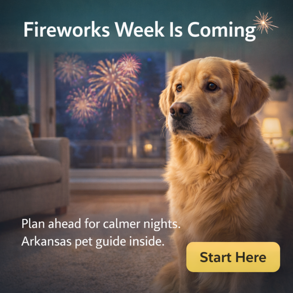 Happy golden retriever with owner outdoors in Arkansas